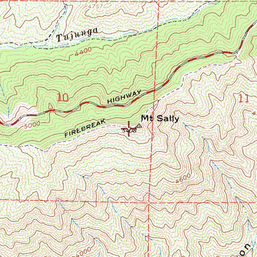 Topographic Map of Mount Sally, CA