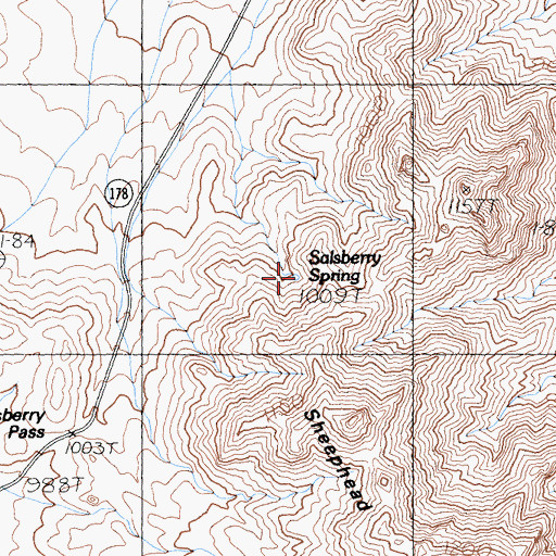 Topographic Map of Salsberry Spring, CA