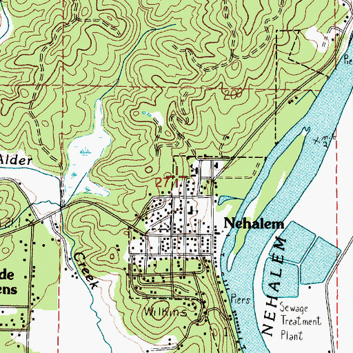 Topographic Map of Nehalem Elementary School, OR