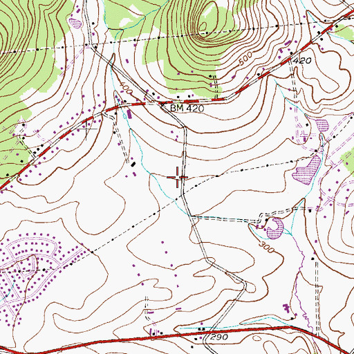Topographic Map of Farming Ridge Park, PA