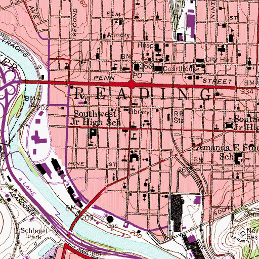 Topographic Map of First Baptist Church, PA