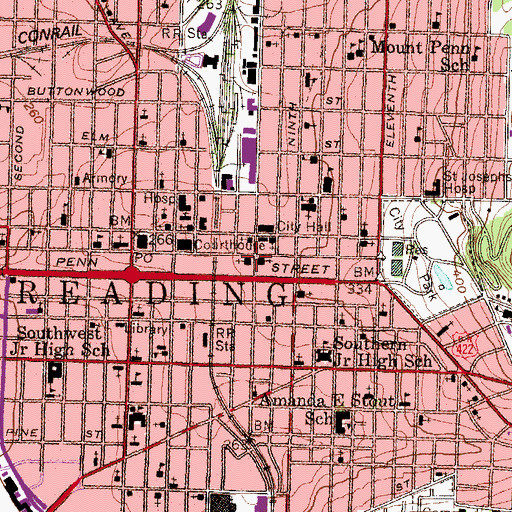 Topographic Map of First United Evangelical Church, PA