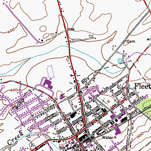 Topographic Map of Fleetwood Grange, PA