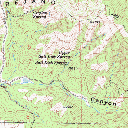 Topographic Map of Salt Lick Spring, CA