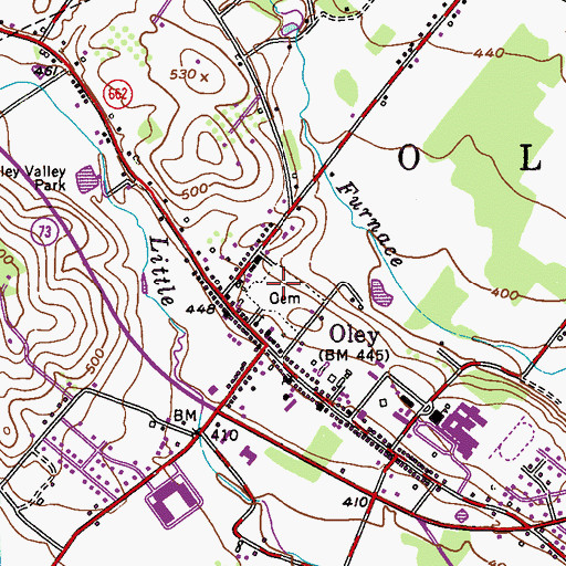 Topographic Map of Friedens Cemetery, PA