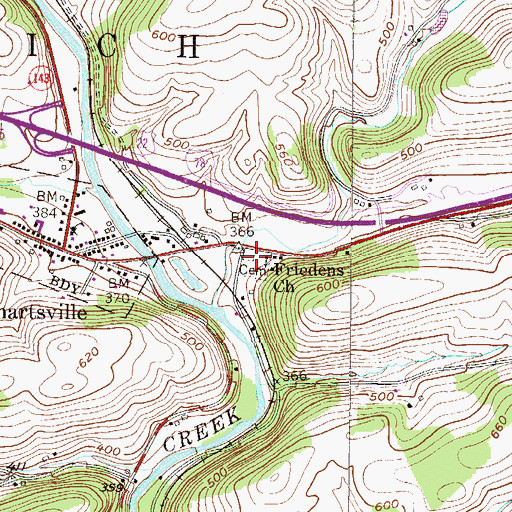 Topographic Map of Friedens Church Cemetery, PA