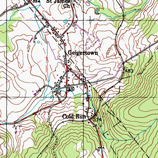 Topographic Map of Friendship Fire Company Baseball Field, PA