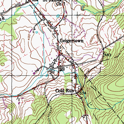 Topographic Map of Friendship Fire Company 1 Geigertown Station 24, PA