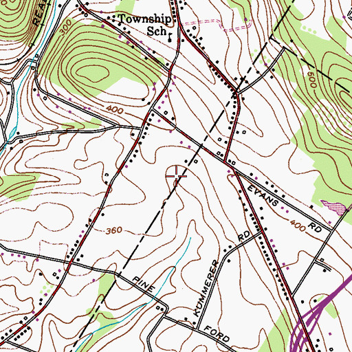 Topographic Map of Fritz Cemetery, PA
