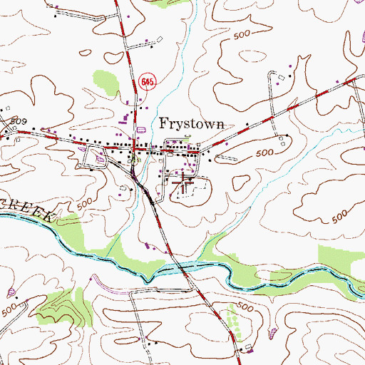 Topographic Map of Frystown Lions Park, PA