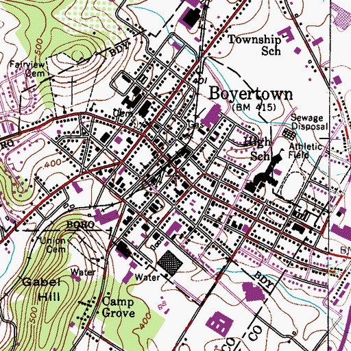 Topographic Map of Full Gospel Church of the Living Waters, PA
