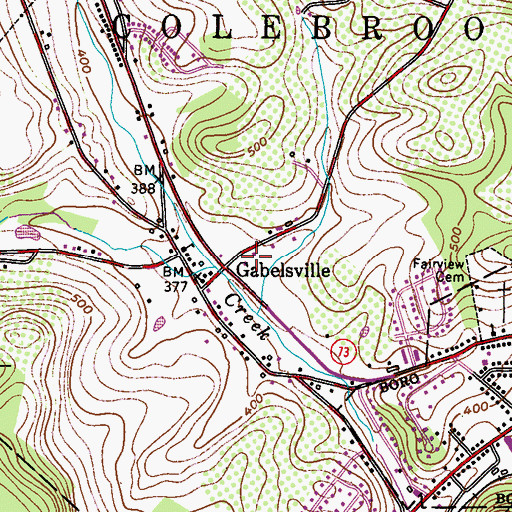 Topographic Map of Gabelsville Athletic Association Headquarters, PA