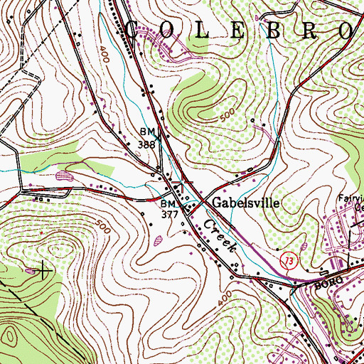 Topographic Map of Gabelsville Church of Christ, PA
