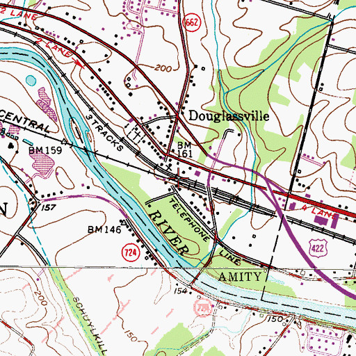Topographic Map of General Douglass House, PA
