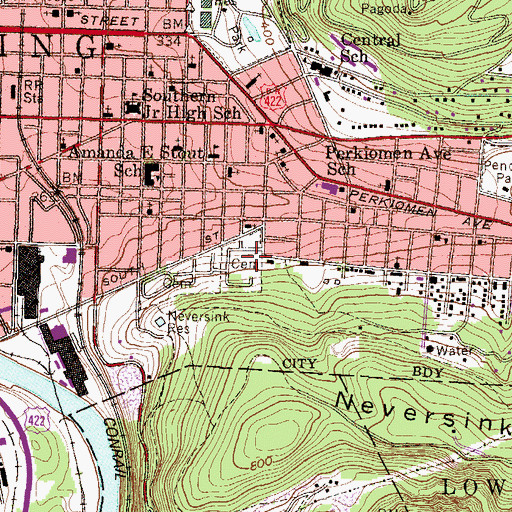 Topographic Map of German Lutheran / Saint Johns Cemetery, PA