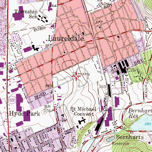 Topographic Map of Gethsemane Cemetery, PA