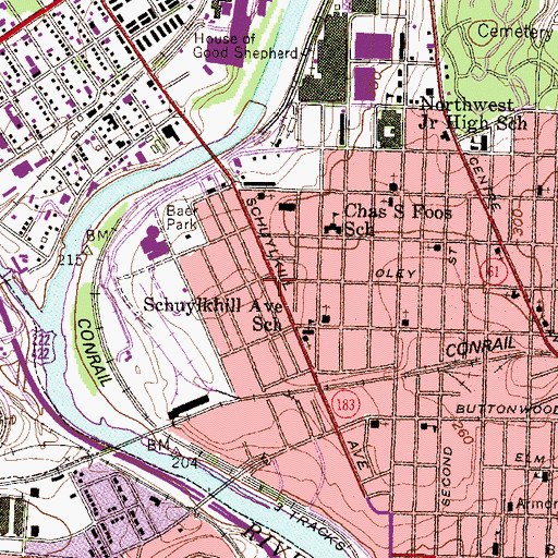 Topographic Map of 15th Ward Democratic Club, PA