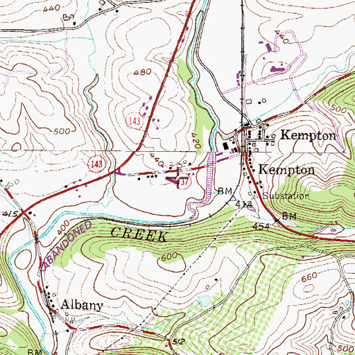 Topographic Map of Albany Elementary School, PA