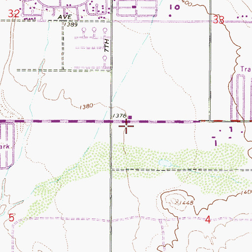 Topographic Map of Greentrails, AZ