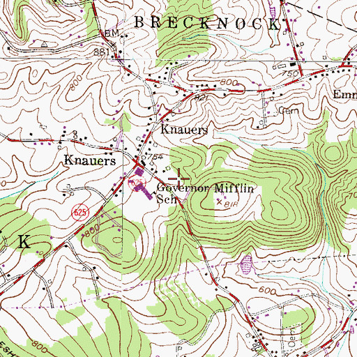 Topographic Map of Allegheny Lutheran Church, PA