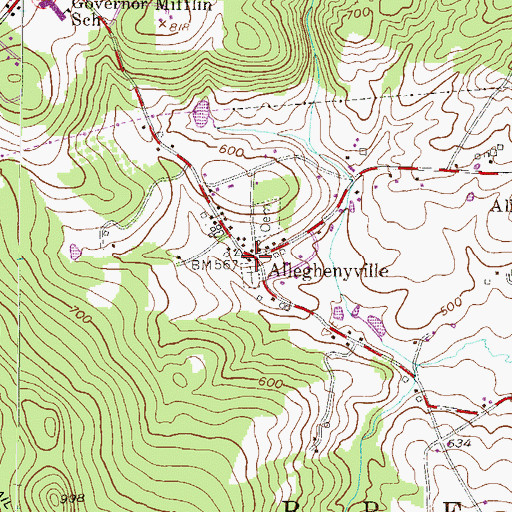 Topographic Map of Allegheny United Church of Christ, PA