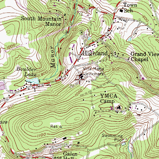 Topographic Map of Alley Learning Center, PA