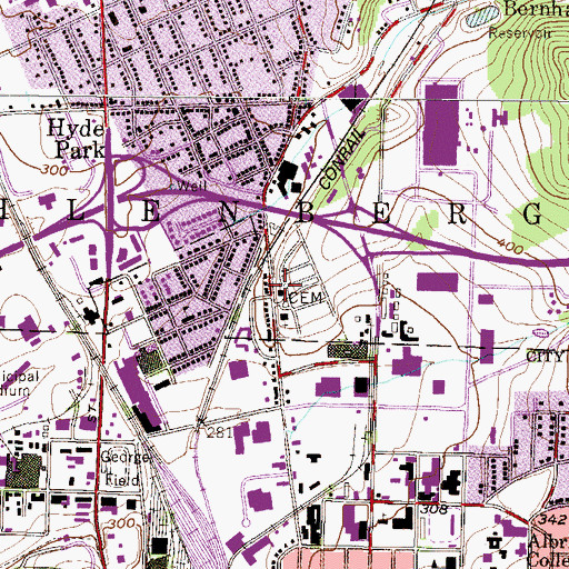 Topographic Map of Alsace Lutheran Church, PA
