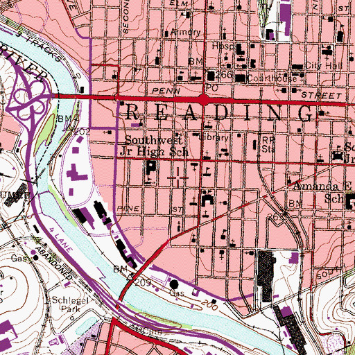 Topographic Map of American Legion Post 872 Borinqueneers, PA