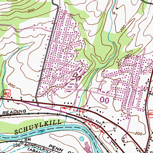 Topographic Map of Amity Gardens Apartments, PA