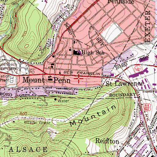 Topographic Map of Antietam Academy, PA
