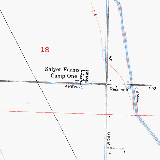 Topographic Map of Salyer Farms Camp One, CA