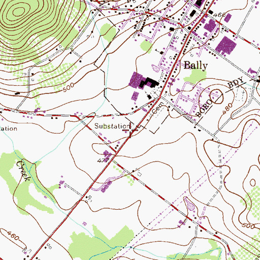 Topographic Map of Bally Mennonite Church, PA