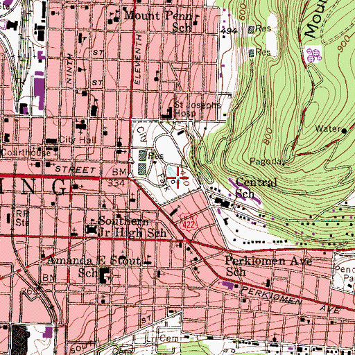 Topographic Map of Bandshell Amphitheatre, PA