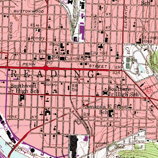 Topographic Map of BARTA Transportation Center, PA
