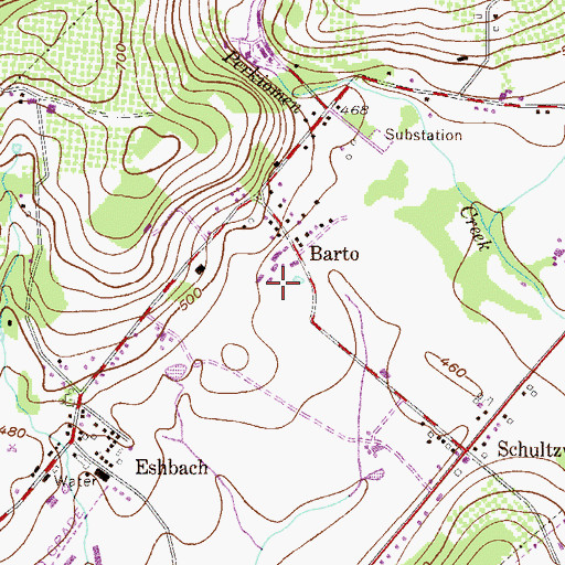 Topographic Map of Barto Community Park, PA