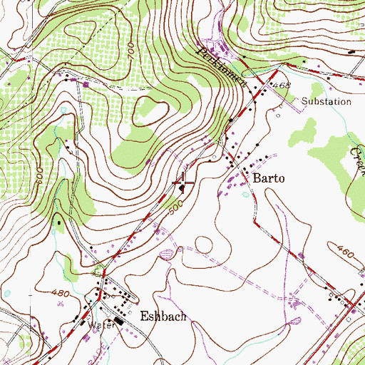 Topographic Map of Eastern Berks Fire Department 97 - 1, PA