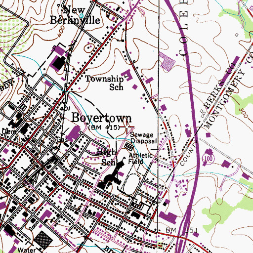 Topographic Map of Bear Stadium, PA