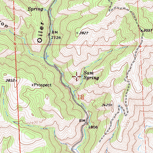 Topographic Map of Sam Spring, CA