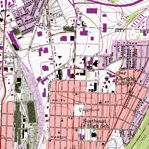 Topographic Map of Berks Area Reading Transportation Authority Headquarters, PA