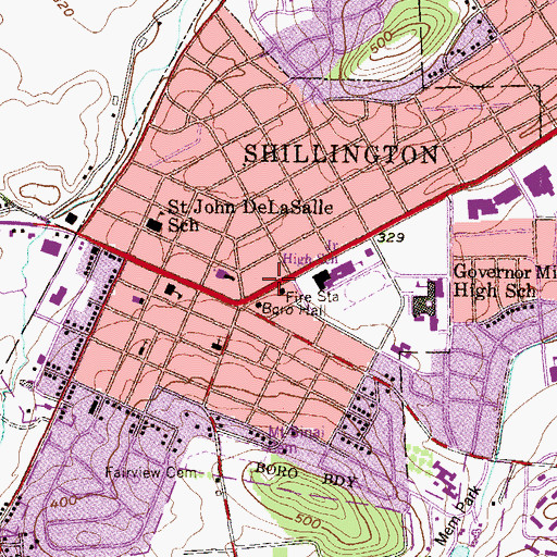 Topographic Map of Berks Bible Church, PA