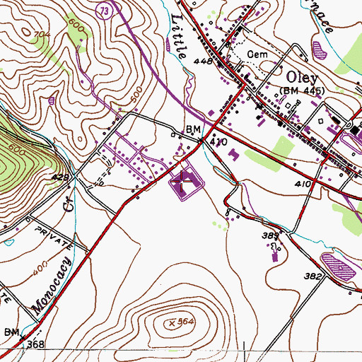 Topographic Map of Berks Career and Technical Center-East Campus, PA