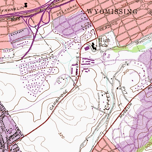 Topographic Map of Berks County Tennis Club, PA