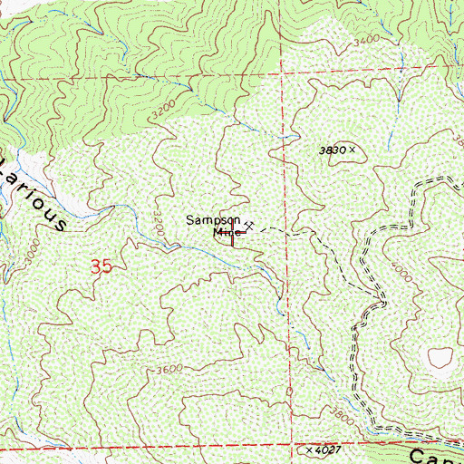 Topographic Map of Sampson Mine, CA