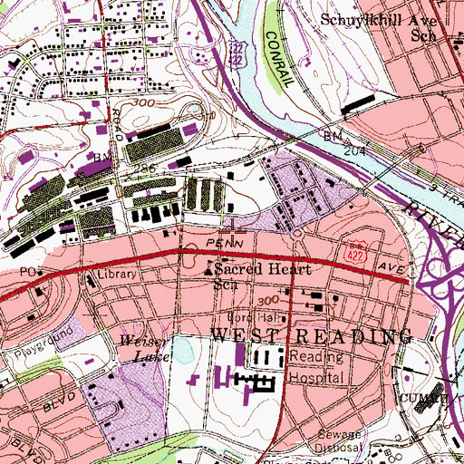 Topographic Map of Berkshire Terrace Apartments, PA