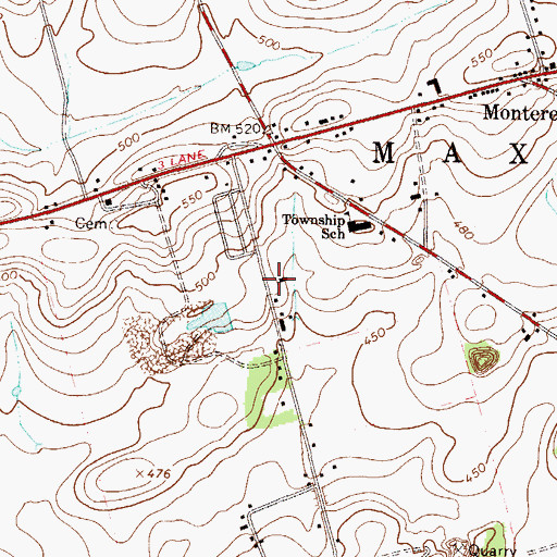 Topographic Map of Berks-Lehigh Regional Police Department, PA