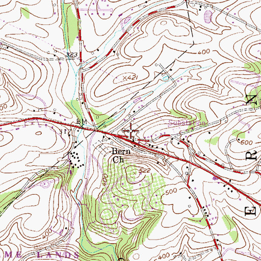 Topographic Map of Bern Cemetery, PA