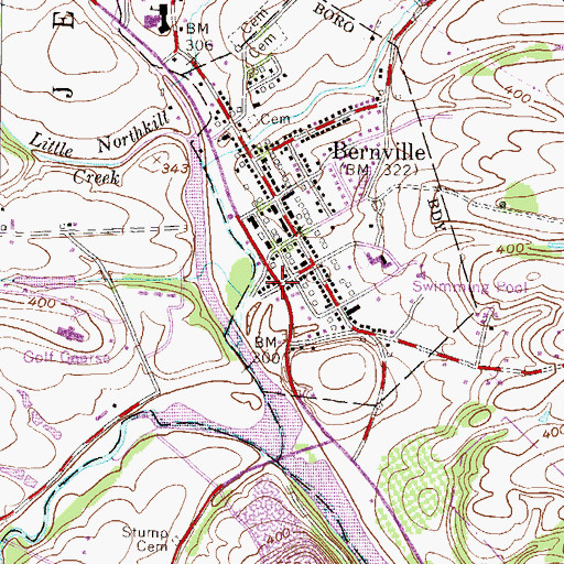 Topographic Map of Bernville Borough Hall, PA