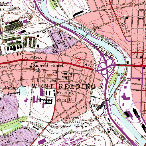 Topographic Map of Bethany Lutheran Church, PA