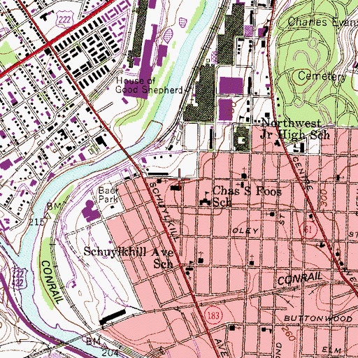 Topographic Map of Bethel African Methodist Episcopal Church, PA