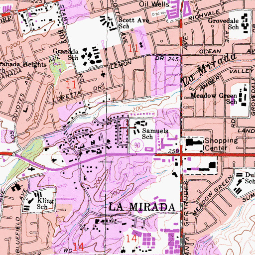 Topographic Map of Samuels School, CA